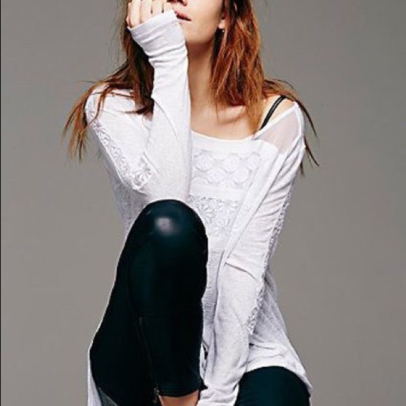 Boho Style Free People Gigi Lace Tee - Picture 2 of 8